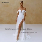 Lakshmigown Дешевое Пышное шифоновое длинное пляжное свадебное платье с открытыми плечами и рюшами пикантное свадебное платье 2022 Robe Femme
