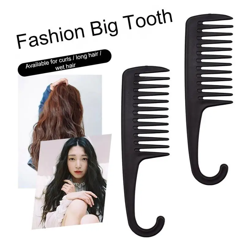 

Большой зуб расческа для вьющихся волос расчески с изогнутым крюк щетки с большими зубцами Парикмахерские ножницы для уменьшения выпадени...