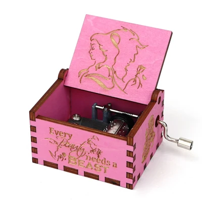 Beauty-pink Деревянная резная розовая музыкальная шкатулка Сейлор Мун игра на трон музыкальная шкатулка ручной коленчатый тема Caixa De Musica подарок на день рождения - Цвет: Beauty-pink