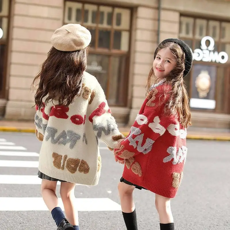 Кардиган для маленьких девочек от 3 до 14 лет осенне-зимний жаккардовый Детский