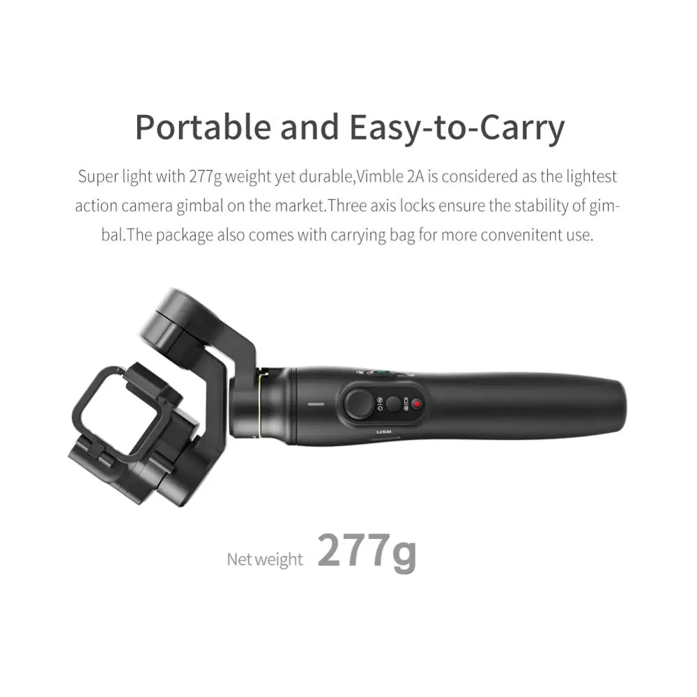 Экшн-камера FeiyuTech Vimble 2A Ручной Стабилизатор для Gopro Hero 5 6 7 удлинитель 18 см видео
