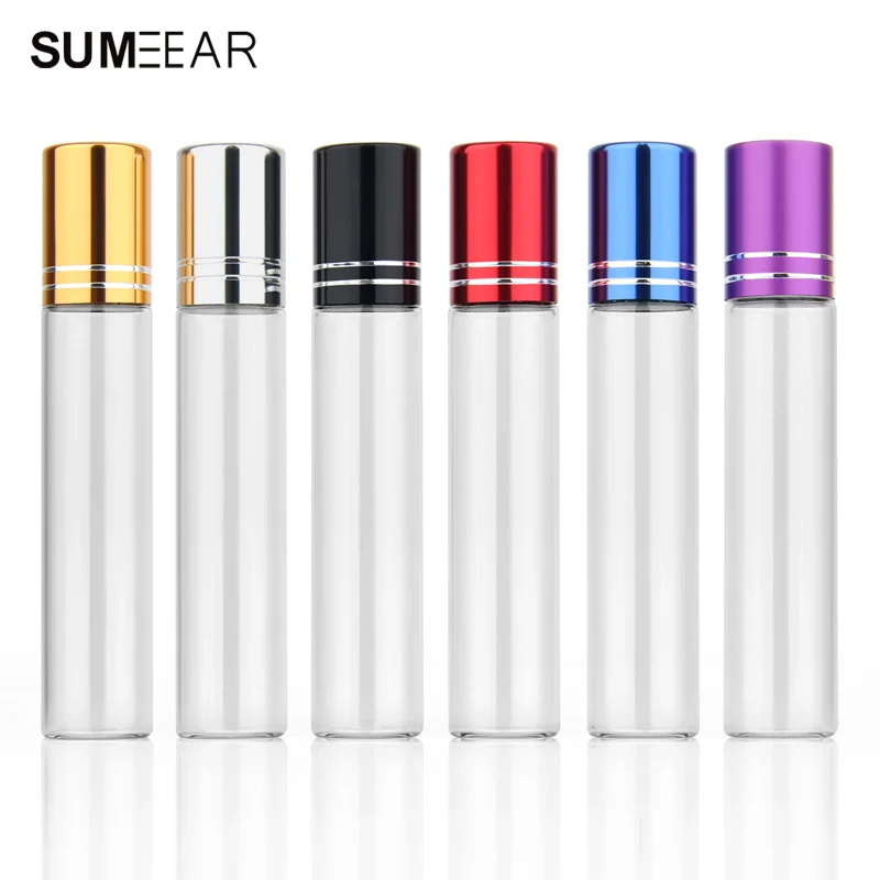 100Pieces/Lot 10ml Essential Oil Bottle Travel Use Glass Perfume Roll on with Stainless Steel Ball Roller | Красота и здоровье