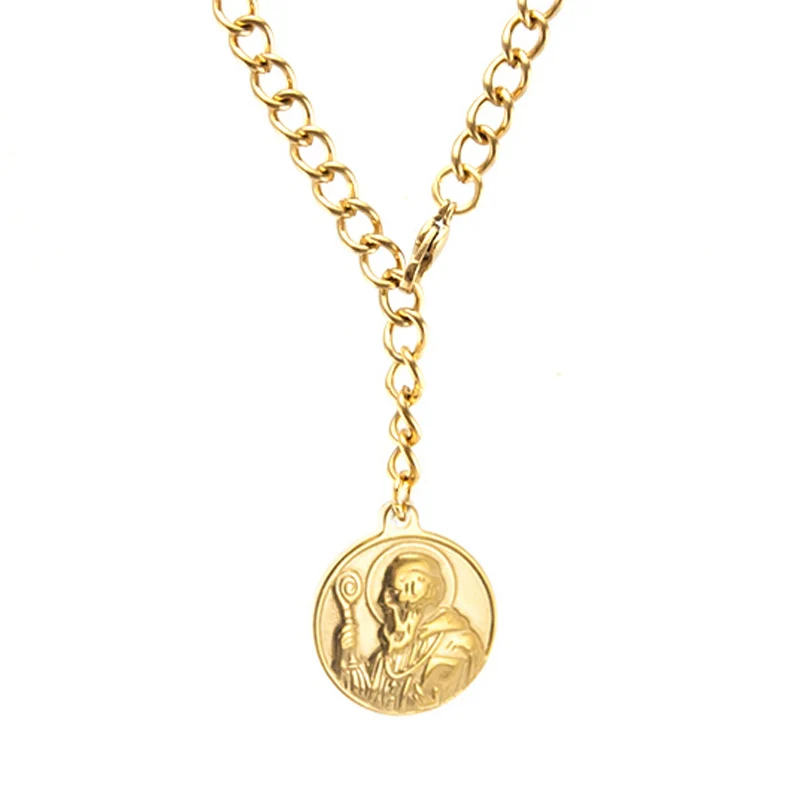 Женское длинное ожерелье-лассо католический медальон в стиле Сен-Сан-Бенито