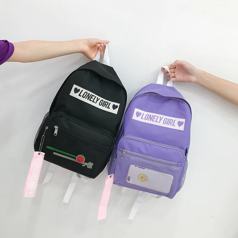 

Backpack Women School Students Shoulder Bags 2019 New Hot Fashion Female Letters Casual Canvas Backpacks