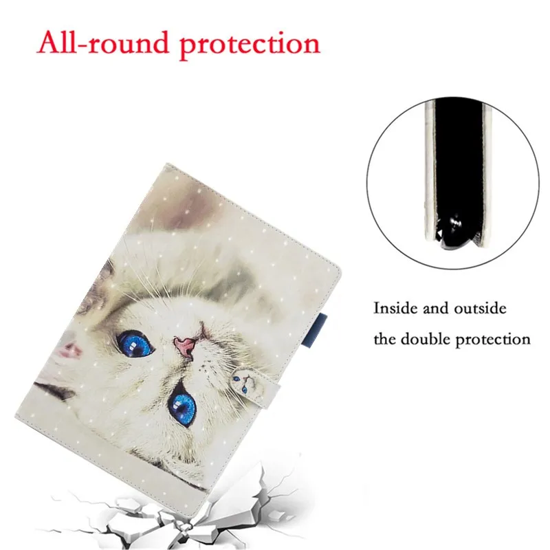 Чехол книжка из искусственной кожи с 3D рисунком кошки|Чехлы для планшетов и