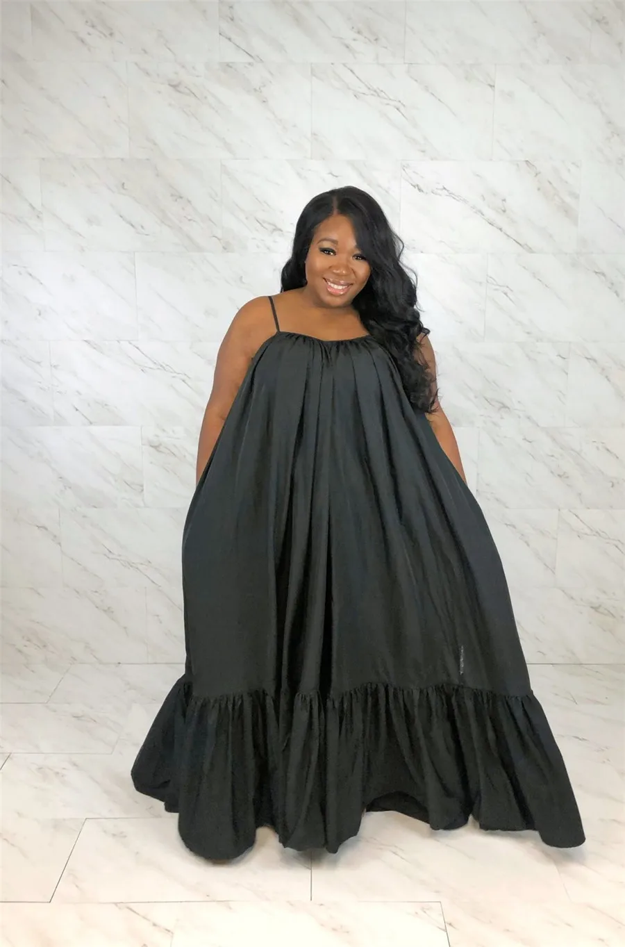 

Plus Size Slip Dress Sexy Solid Loose Sleeveless Women Clothing Fashion