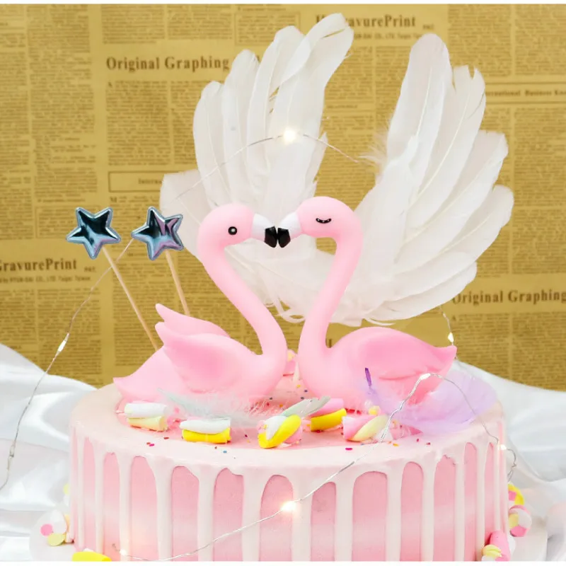 Русалка топперы на торт для вечеринки с днем рождения кекс флаг фламинго