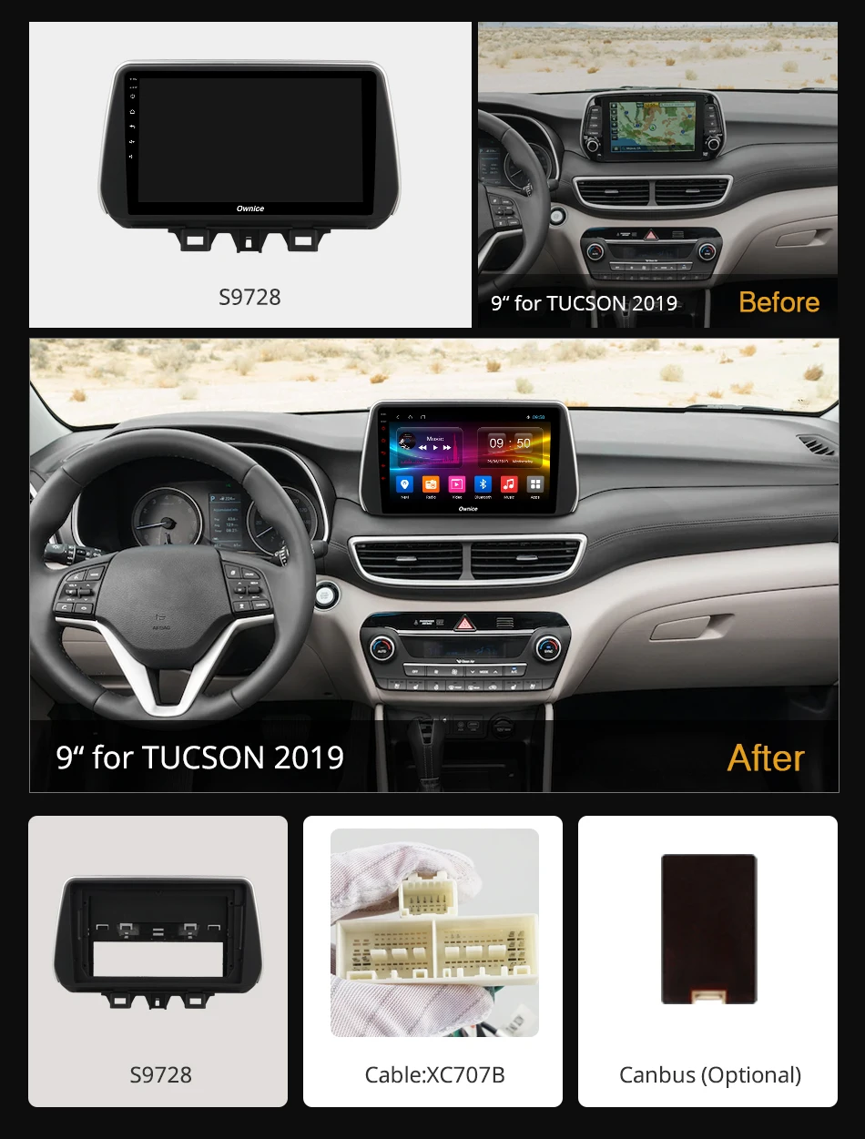 Автомобильный dvd плеер Ownice 8Core Android 9 0 k3 k5 k6 для Hyundai New Tucson IX35 2018 2019 360 панорама DSP 4G LTE