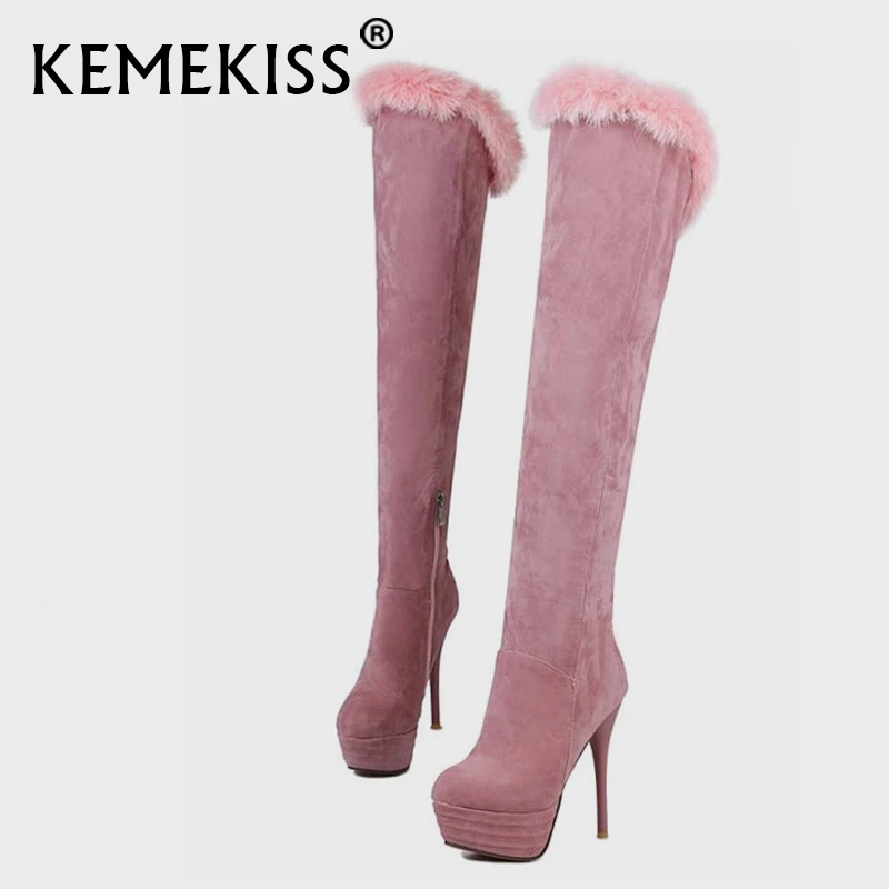 KemeKiss/женские сапоги на платформе и высоком каблуке Сапоги выше колена молнии