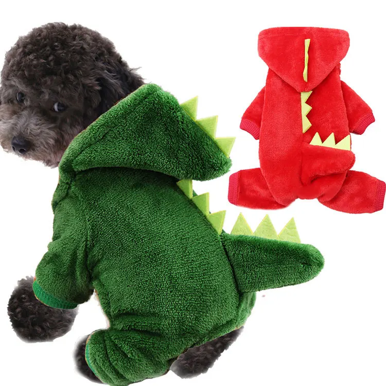 

Pet Dog Clothes, Small and Medium-Sized Dogs with Velvet Dinosaur Pet Clothes, Thick Warm Four-Leg Dog Clothes Cat Clothes