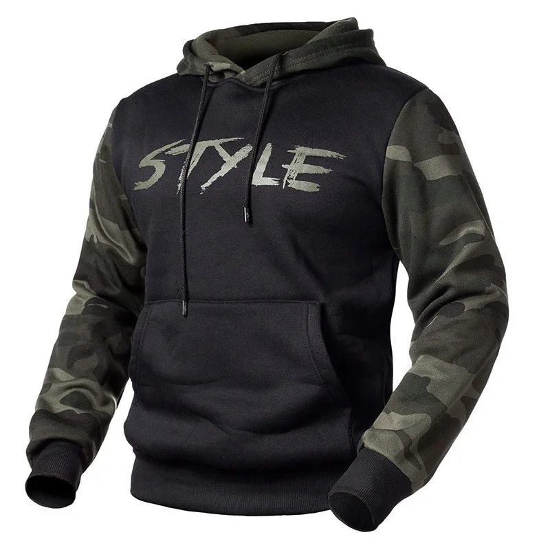 

EU Size Autumn Men One Piece Hoodie Camouflage Hooded Sweatshirt 2021 Long-sleeved Pullovers Fashion Camo Patchwork Hoodies Male