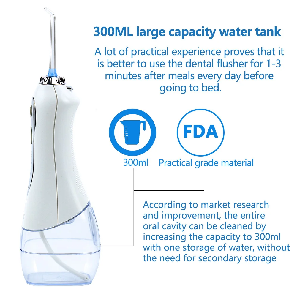 

ZTOOTH Portable Oral Irrigator USB Rechargeable Water Flosser Dental Water Jet 300ML Water Tank Waterproof Teeth Cleaner 3Mode