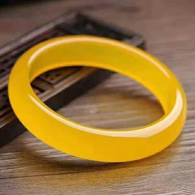 

Natural Agate Chalcedony Yellow 54-64mm Bracelet Elegant Princess Jewelry Gift Best Mother for Girlfriend