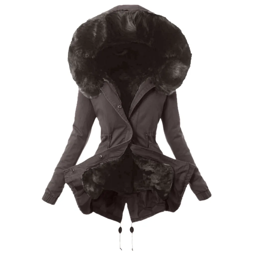 Женское пальто с меховой подкладкой женская зимняя теплая Толстая длинная