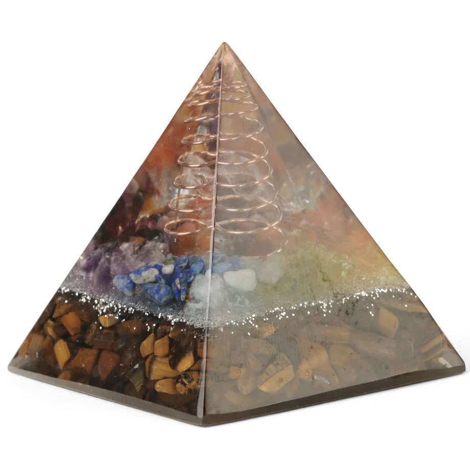 

1pc Energetic Pyramid with Crystal Stone Gravel Rose Quartz Amethyst Crystal Tower