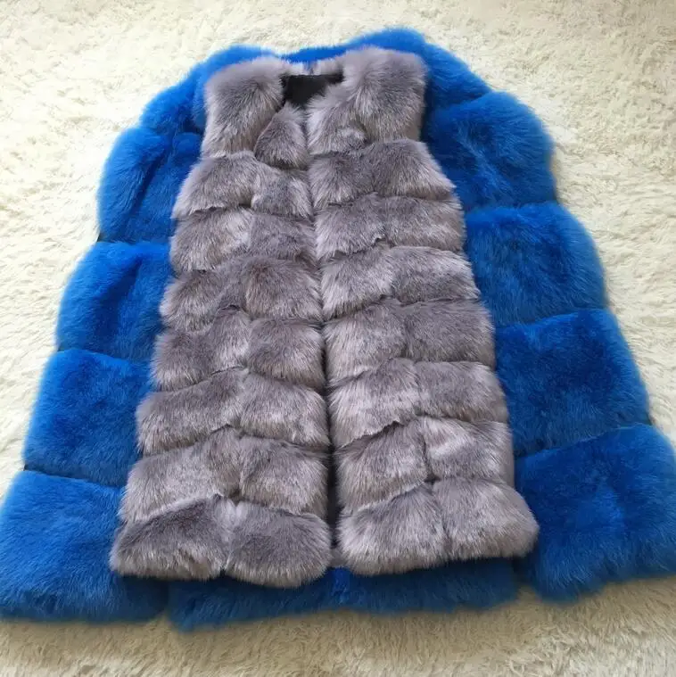 CP05 Grey 90 см средней длины искусственный Лисий мех жилет для женщин Зимняя мода искусственный Лисий мех Жилеты женские теплые искусственный Лисий мех пальто для женщин - Цвет: CP05 Grey