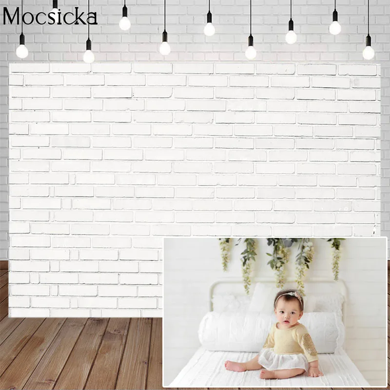 

White Brick Wall Photographic Backdrops Photocall Newborn Baby Shower Portrait Photography Backgrounds Custom For Photo Studio
