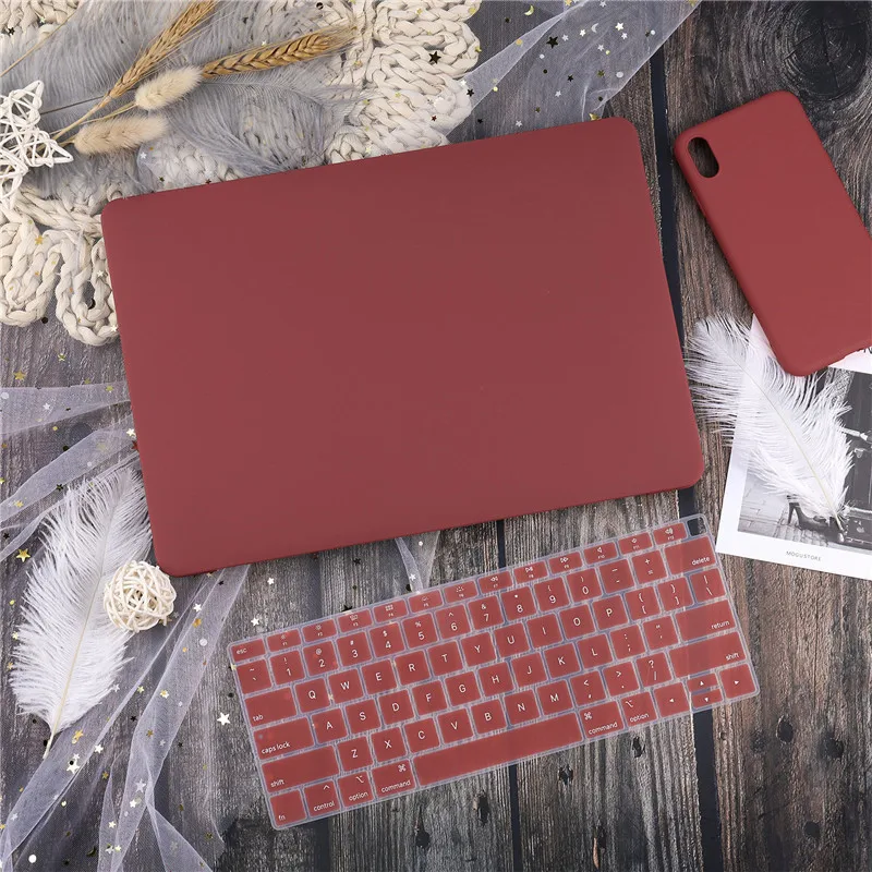 Matte wine red Для Macbook Air retina 11 12 13," кристально чистый чехол для Macbook Air Pro 13 15 16 Touch Bar/Touch ID A1932 A2159 A2141 - Цвет: Matte wine red