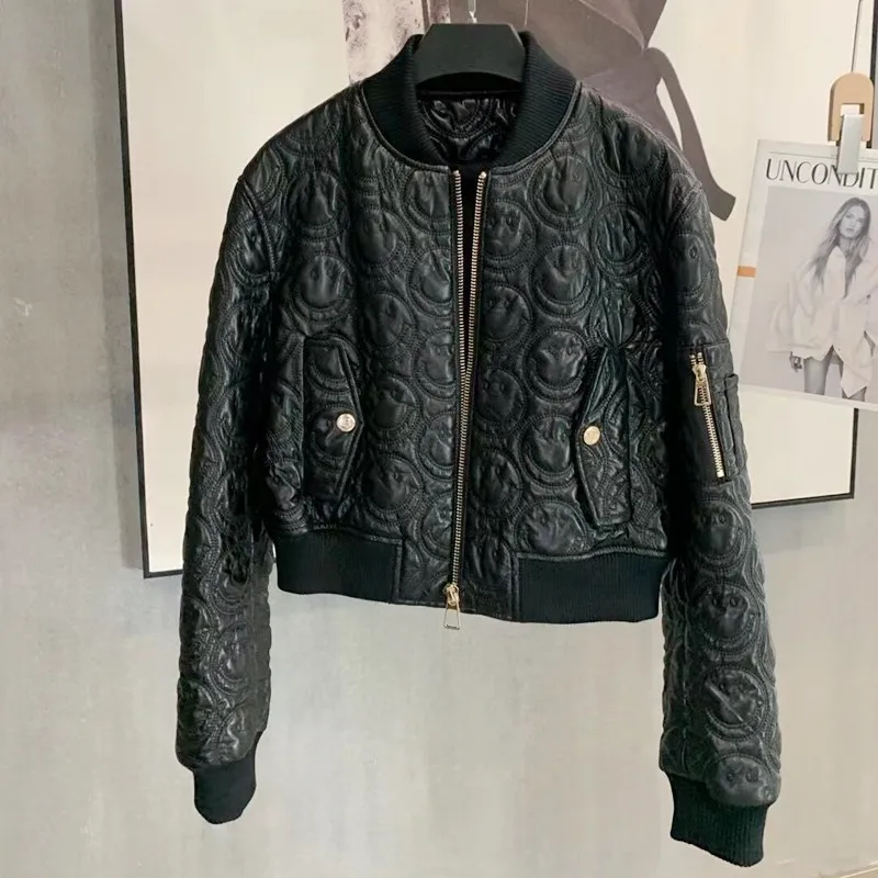 

Women Coats 100% Genuine Leather 2021 Fashion Lady Natural Sheepskin Long Sleeves Jackets High Quality Soft H907