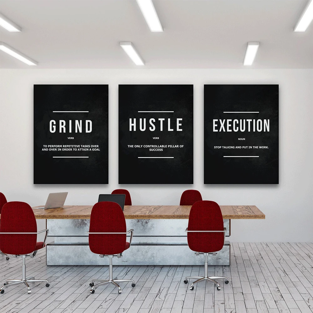 Grind Hustle исполнение настенные принты для художественных холстов офисный Декор мотивационный Современный художественный бизнес мотивация живопись картины