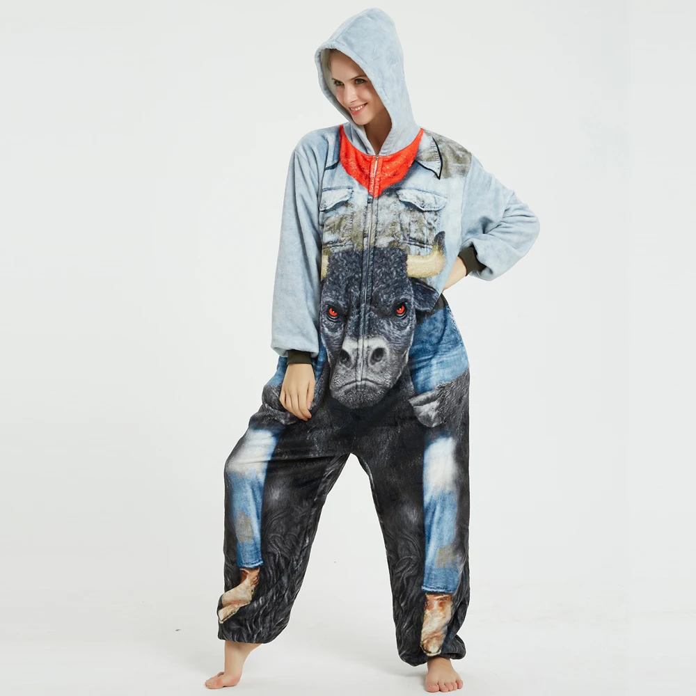 

Комбинезон для сна унисекс с изображением монстра из мультфильма пижамы-комбинезоны в виде животных, Рождественский костюм на Хэллоуин