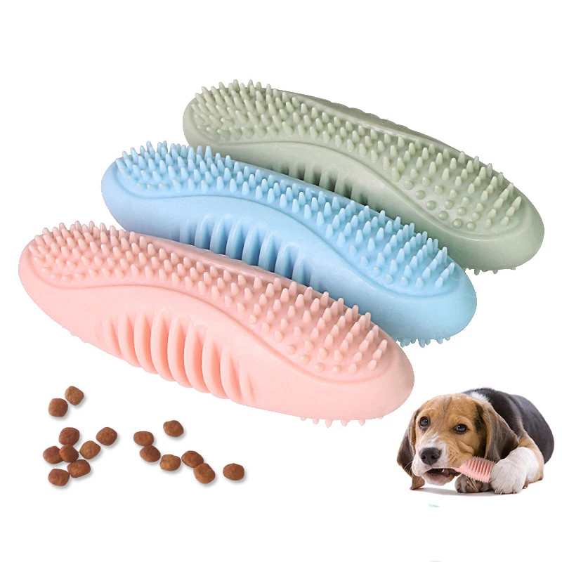 

Pet Dog Chew Toy for Aggressive Chewers Treat Dispensing Rubber Teeth Cleaning Toys Puppy Dog Interactive Molar Dog Toothbrush