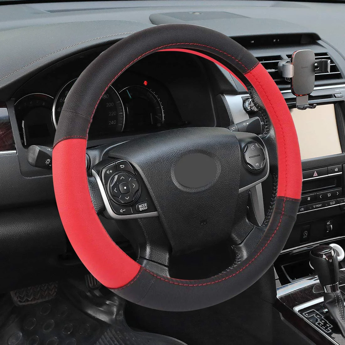 X Autohaux Высококачественная дышащая кожаная Автомобильная оплетка рулевого колеса