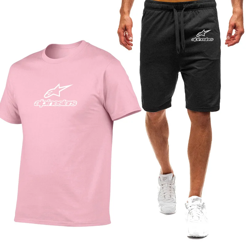 

2021 new brand Alpine Star print men's high-quality fashion sports and leisure short-sleeved T-shirt + shorts two-piece suit