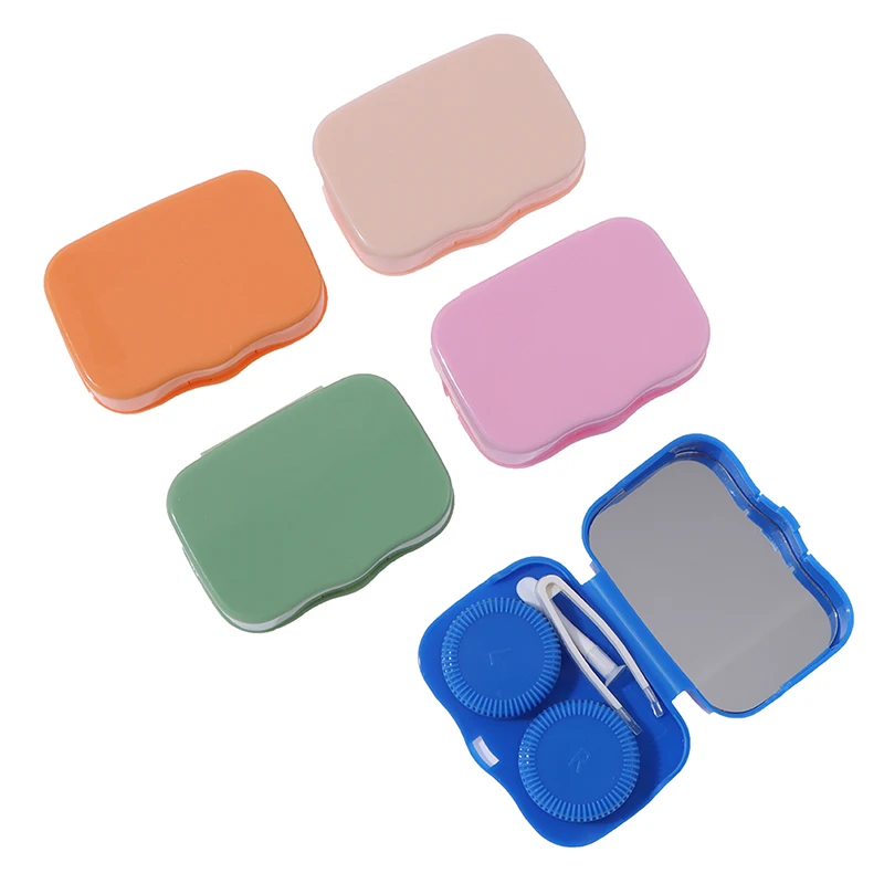 

Mooie Pocket Mini Contact Lens Case Effen Kleur Reizen Kit Gemakkelijk Carry Spiegel Lenzen Box Container