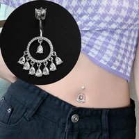 925 sterling silver female belly button nail ring circle zircon water drop body piercing jewelry for women gift dance fashion