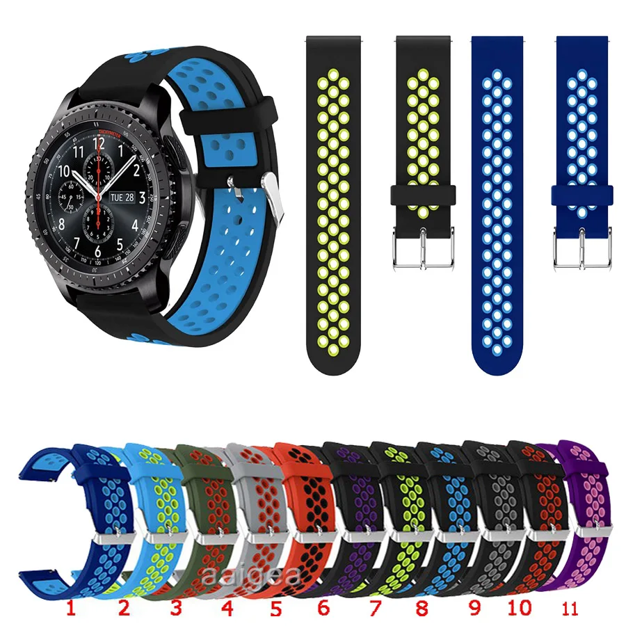 

20mm 22mm Soft Silicone Band Sport Replacement Strap for Samsung Gear S3 Frontier S3 Classic for Samsung Watch3 45mm strap