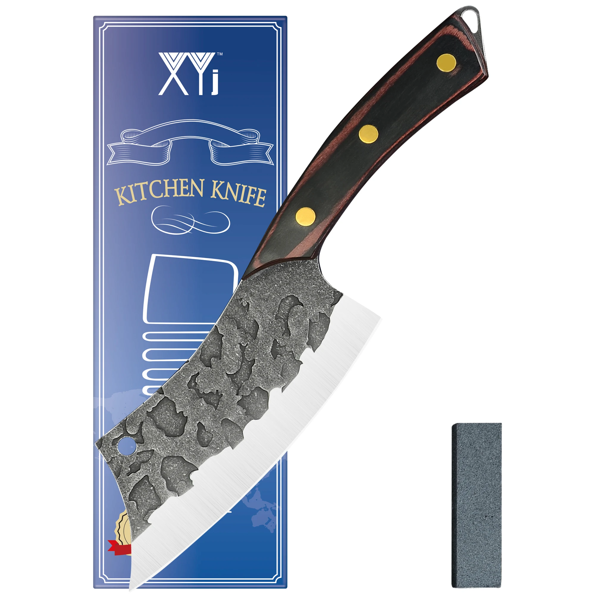 

XYJ 6-дюймовый полный Нож для косточек с молотком фиксированное лезвие деревянная ручка маленький тактический нож для улицы с точильным камн...