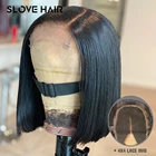 Парики из человеческих волос на сетке спереди 4x4, парик с короткой застежкой на 150%, отбеливающие узлы, бразильские волосы без повреждений для черных женщин, предварительно выщипанные средние сувениры
