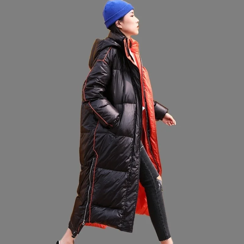 Зимняя куртка женская стеганая длинная 2019 яркая хлопковая Парка плюс размер