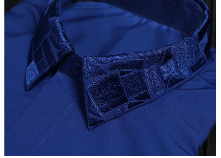 

Solid Color Men Shirt Luxury Embroidered Collar Men Shirt Long Sleeve Camisa Masculina Cotton Mens Shirts Casual Slim Fit