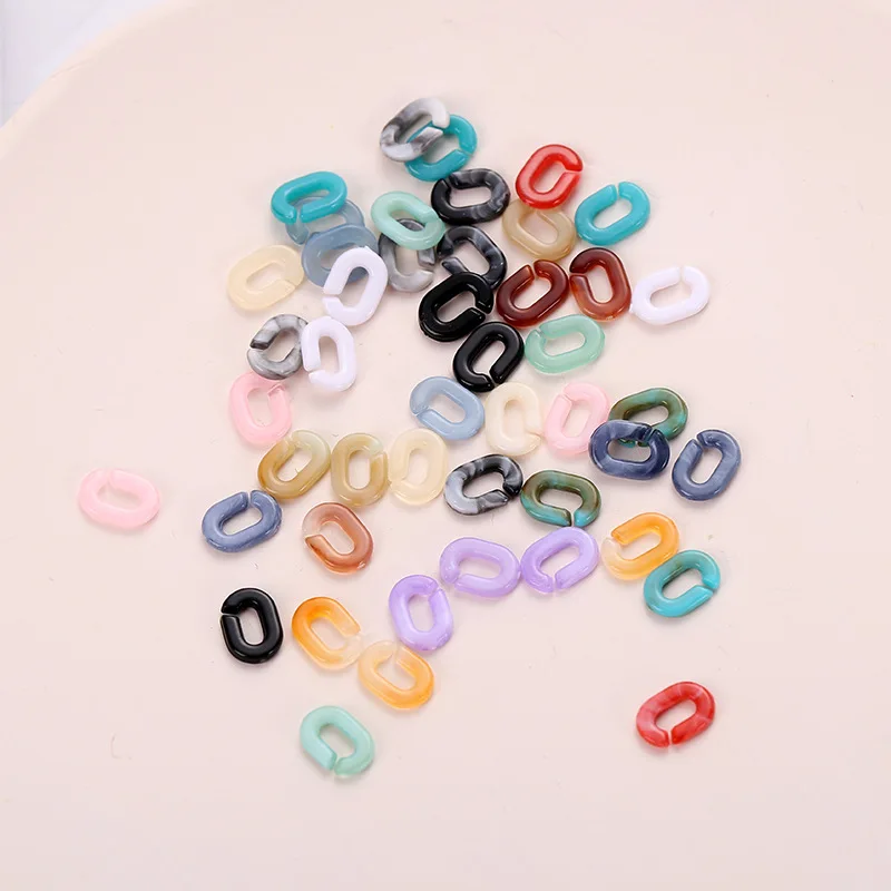 

200Pcs 0.25*0.35inch DIY CandyAcrylic Twist Oval Open Ring Beads Connector link Chain For glass jewelry Making accessories 2021