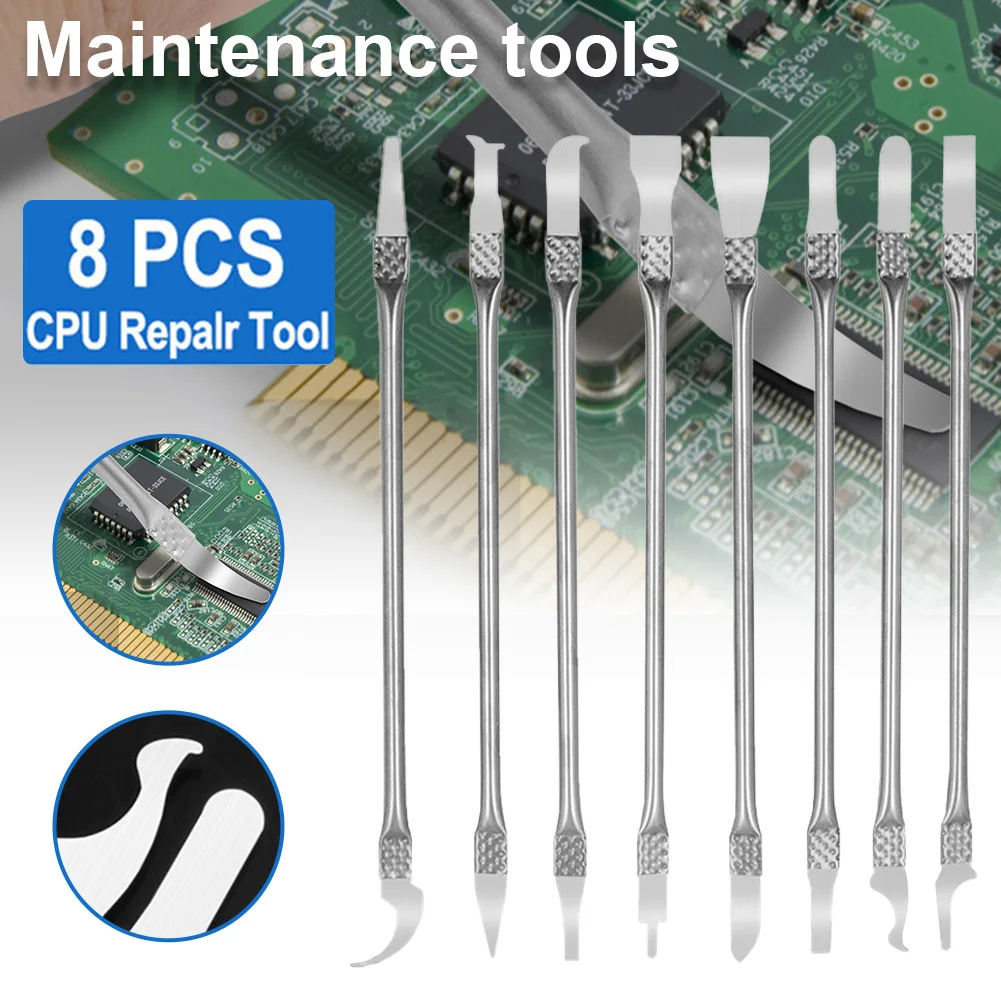 

8 Pcs Metal Phone Repair Tools Kit Double‑End CPU Prying Knife Pry Opening Spudger for BGA Repair Chip Disassembly