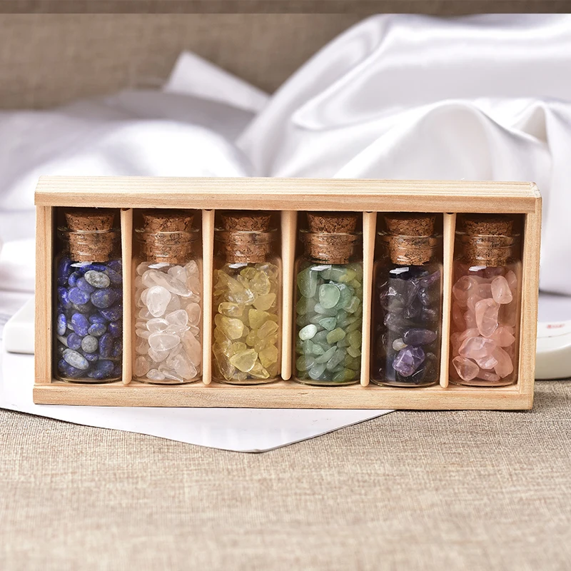 1Box-packed с натуральными кристаллами гравия образца стеклянная бутылка