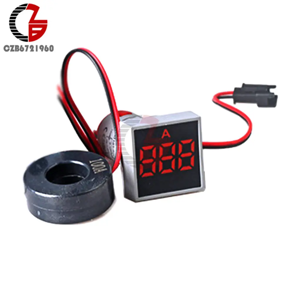 Ammeter Red AC 50-500V 0-100A квадратный светодиодный цифровой вольтметр Амперметр 110V 220V Напряжение измеритель тока вольтамметр вольт ампер тестер детектор - Цвет: Ammeter Red