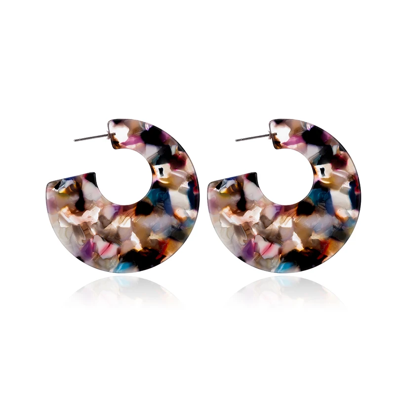 Модные креативные круглые серьги из акриловой смолы винтажные леопардовые