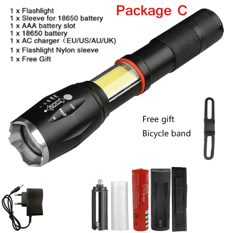 Option C Litwod Z201005A светодиодный фонарик факел 8000LM CREE XML-L2/COB Многофункциональный фонарь светодиодной вспышкой светильник хвост магнит для верховой езды светильник - Испускаемый цвет: Option C