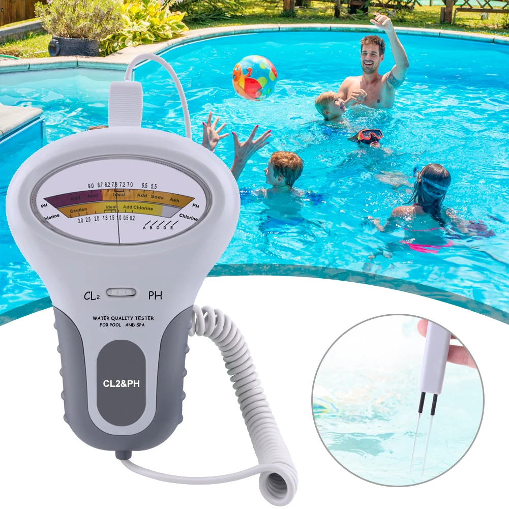 

PH Cl2 Level Tester Water Quality Pool Analytical Instruments PH Chlorine Meter for Family Outdoor Swimming Accessories