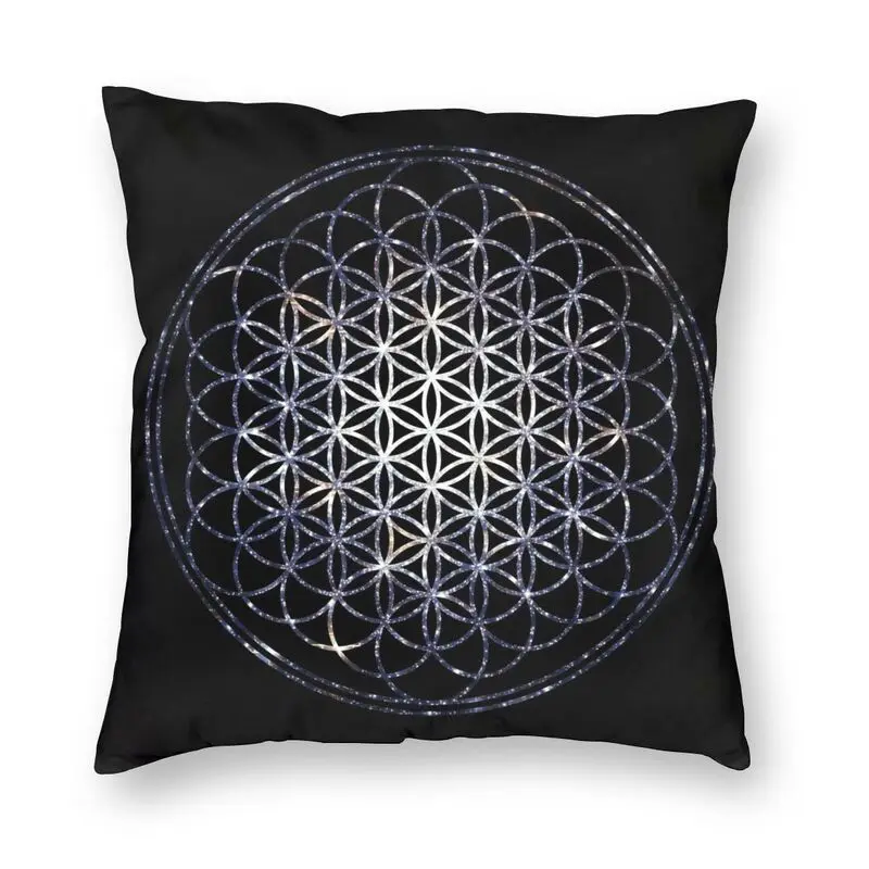 

Flower Of Life Sacred Geometry Star Cluster Cushion Cover Mandala Floor Pillow Case for Car Custom Pillowcase Decoration