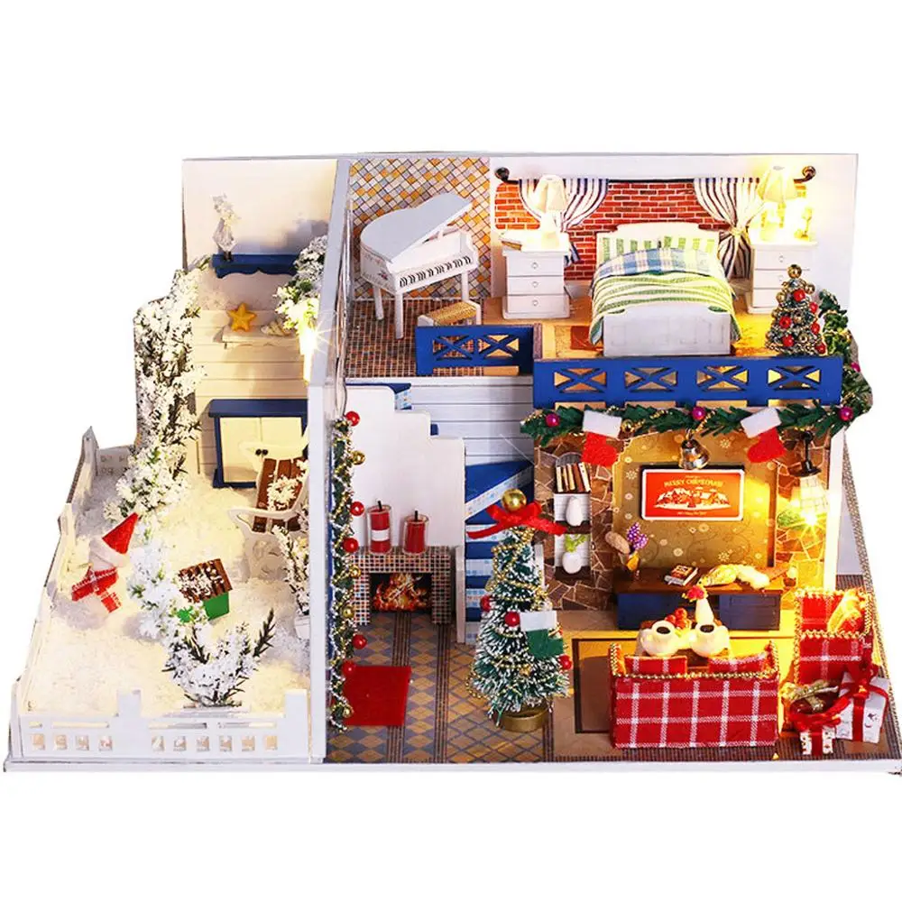 Миниатюрный Кукольный домик с мебелью Diy игрушечный деревянный дом