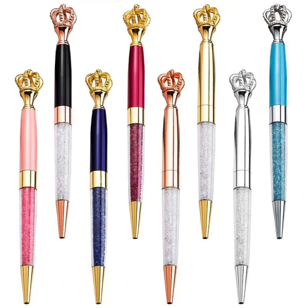 100PCS/LOT Funky Design Queen's Scepter Crown Style Metal Crown Metal Ballpoint Pen With Big Crystal Diamond DHL free shipping