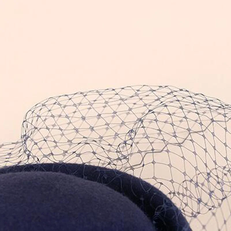 Королевские синие Свадебные шляпы и вуалетки 100% шерсть Pillbox Hat с вуалью