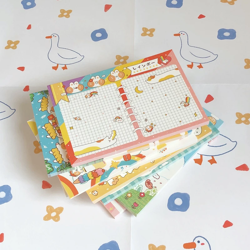 Большой блокнот для записей Kawaii корейский с радужным сыром кошек 50 листов в