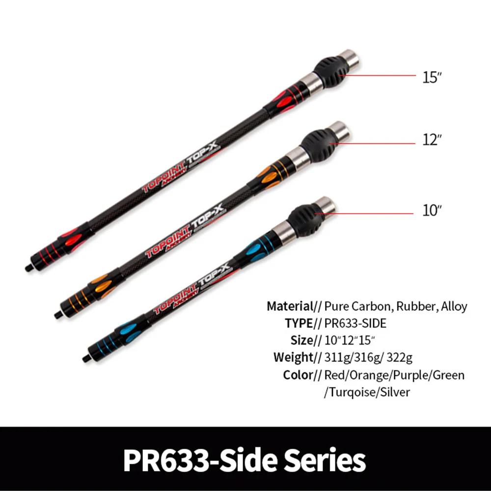 Billig Topoint PR633 Seite-Bar 10/12/15 Zoll 3K Reinem Kohlenstoff Faser Stabilisator Für Verbindung Bogen Bogenschießen