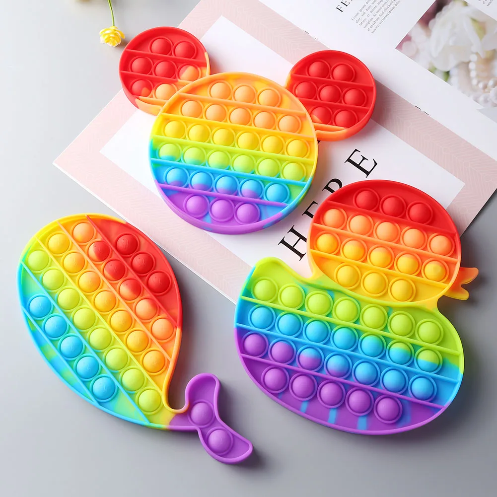 

Colorful Cartoon Fun Stress Reliever Push Bubble Sensory Toy Finger Exercise Board Educational Toys Cup Mat for Attention Traini