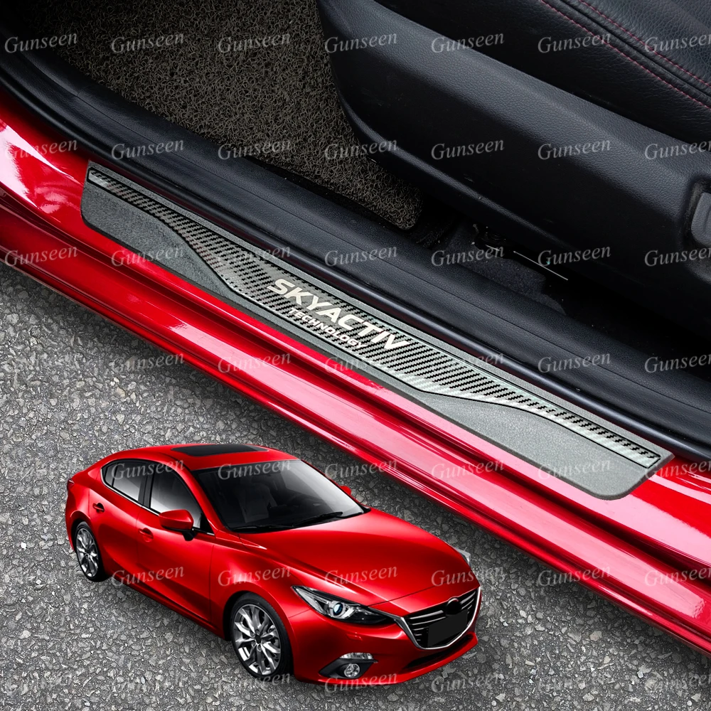 

For Mazda 2 3 6 CX30 CX5 Door Sill Protector Accessories Car Threshold Scuff Plate Steel Pedal Trim Sticker Styling 2018 2021